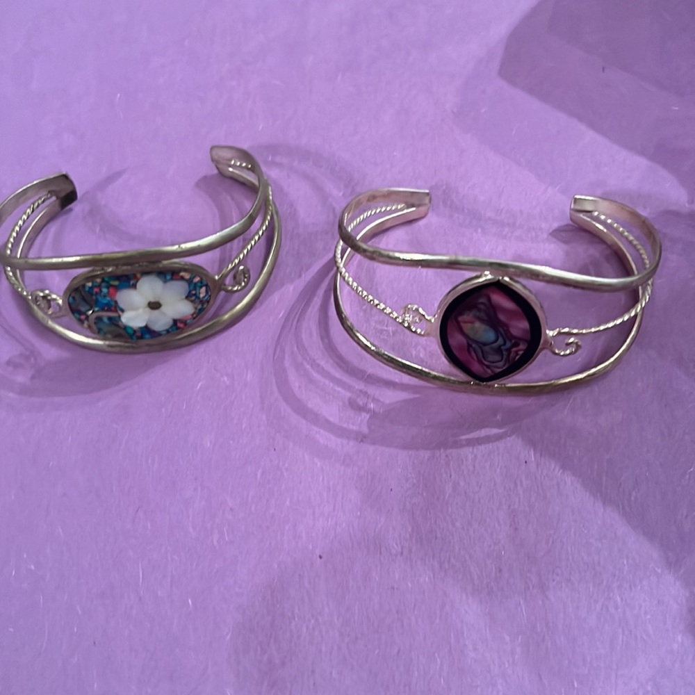 Mexican Silver , Bracelets , Aboleone Shell, Irid… - image 4